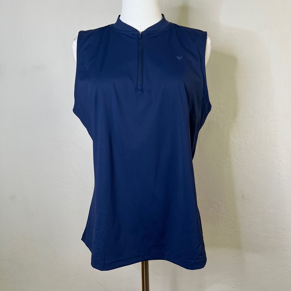 Bad Birdie Golf Polo Blade Womens Size Large Navy Blue Sleeveless Mock Neck NEW